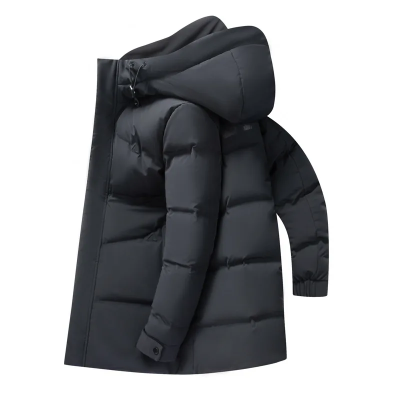 Doudoune mi-longue pour homme avec poignées, chapeau amovible, veste à capuche décontractée, nouveau style, hiver 2023