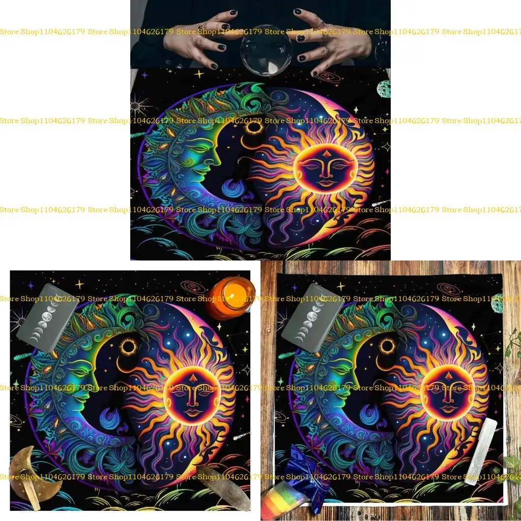 

A1A2 Красочная настольная крышка таро Таро Священная ткань Таронка скатерть луна для духовной практики свадебная вечеринка