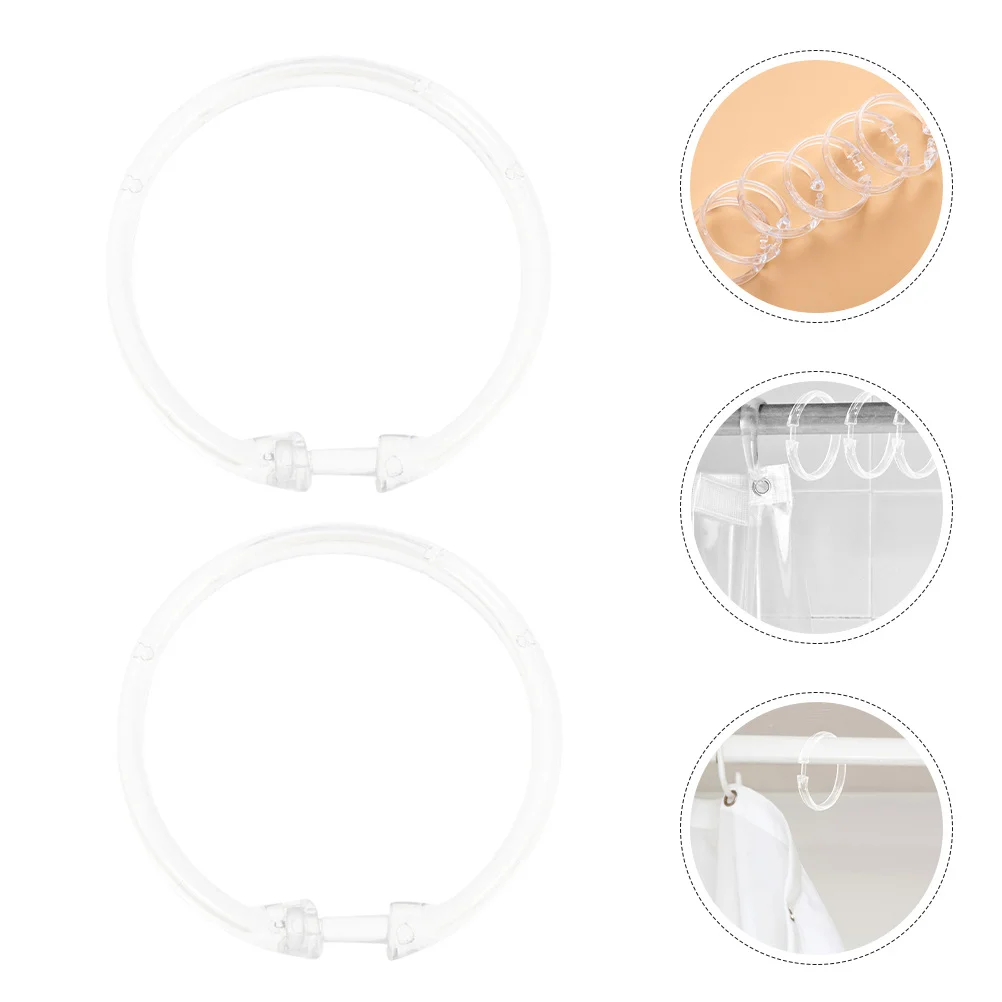 

15Pcs Clear Shower Rings Snap Closure Easy Installation Circular Curtain Hanging Rings Shower Accessories Eyelets for Curtain