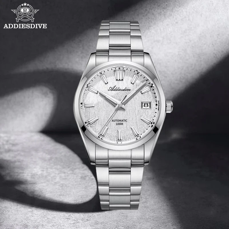 ADDIESDIVE Fashion Watches High Quality Automatic Mechanical Watch Sapphire Glass Elegant Dress Wristwatch NEW White Dial AD2075