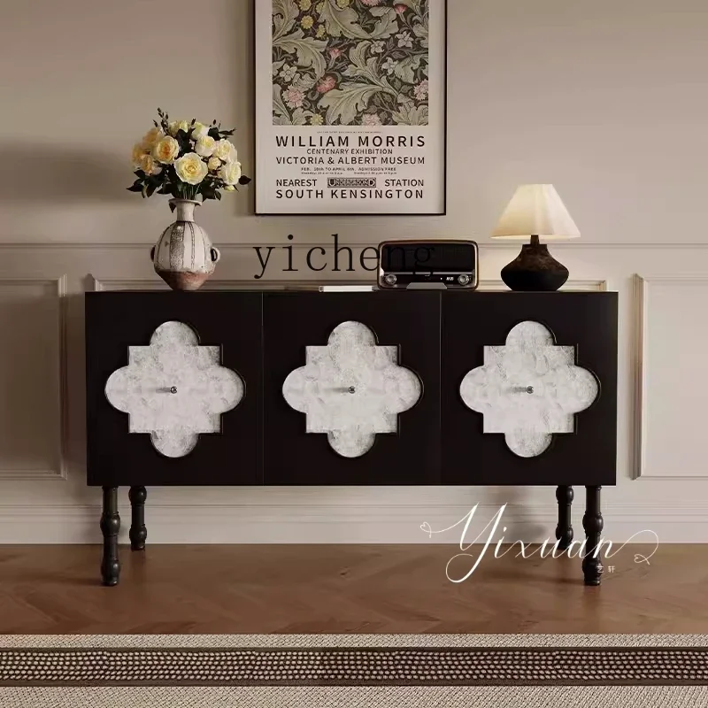 i10.9- Retro Style Solid Wood Entrance Cabinet Entry Door Hall Cabinet Advanced Storage Designer Model Shell Sideboard Cabinet