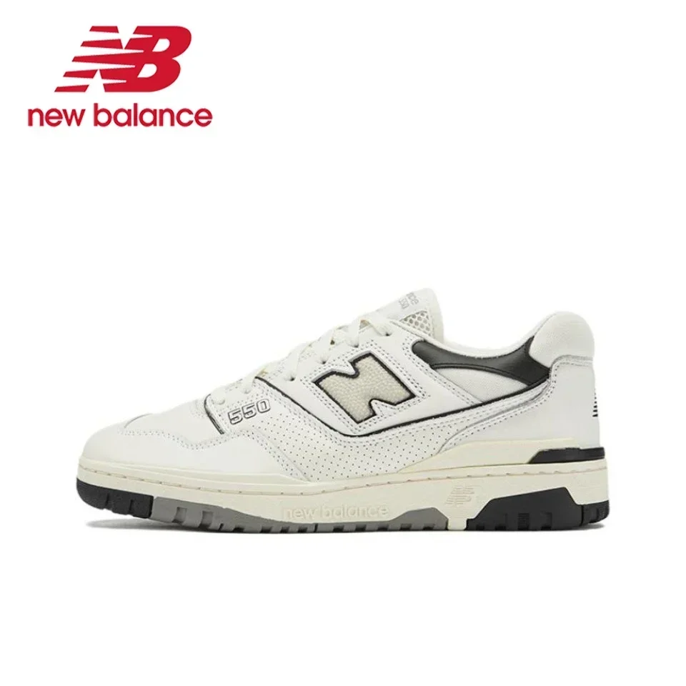 Original New Balance NB 550 Classic Vintage Faux Leather Casual Men's and Women's Running Shoes White Silver BB550SR1