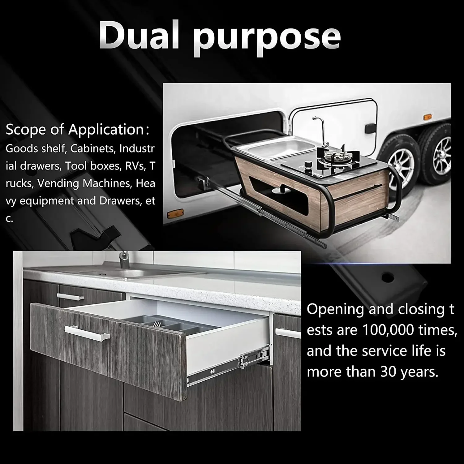 

51mm High Load Capacity Drawer Slides, Drawer Runners Tracks, Glides for Goods, Shelf Cabinets, Telescoping Furniture