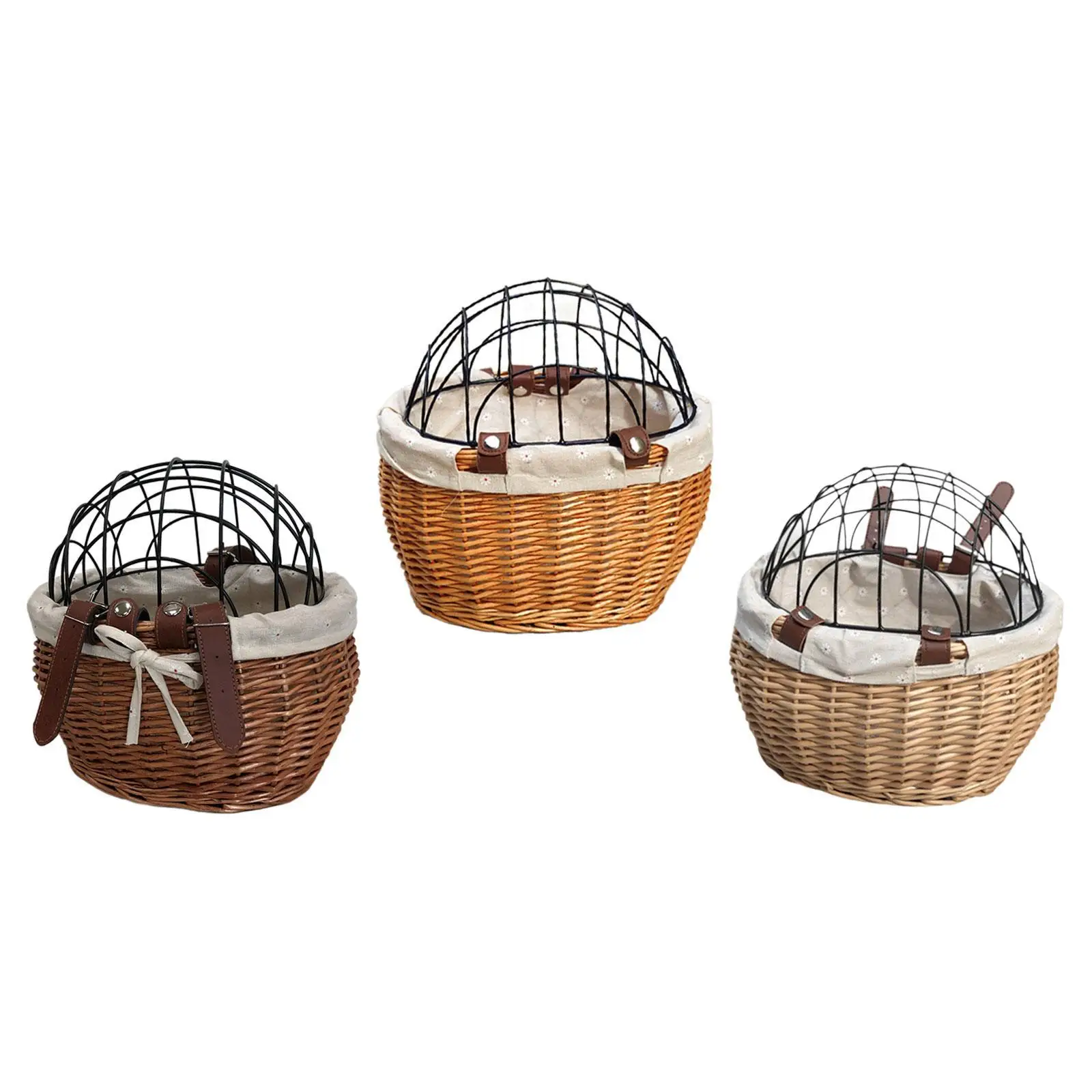 

Bike Basket Pets Cat Dog Carrier with Wire Mesh Cover Bicycle Front Handlebar Basket Dog Bike Basket for Outdoor Riding