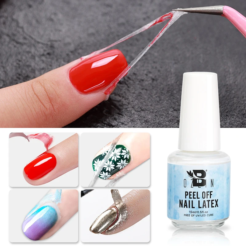 BOZLIN 15ML Peel Off Latex Nail Polish Liquid  Protect Anti-spill Fast Dry Odor-free Nail Edge Skin Care Protector For Nail Art