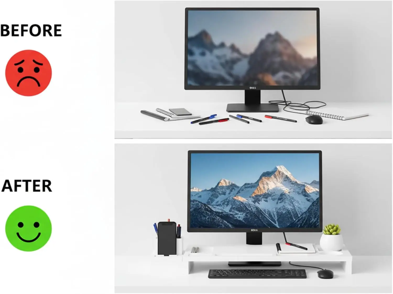 حامل شاشة كمبيوتر من الخيزران للمكتب، منظم سطح المكتب متعدد الأغراض مع مساحة تخزين تحت الرف وحامل الكمبيوتر المحمول #4