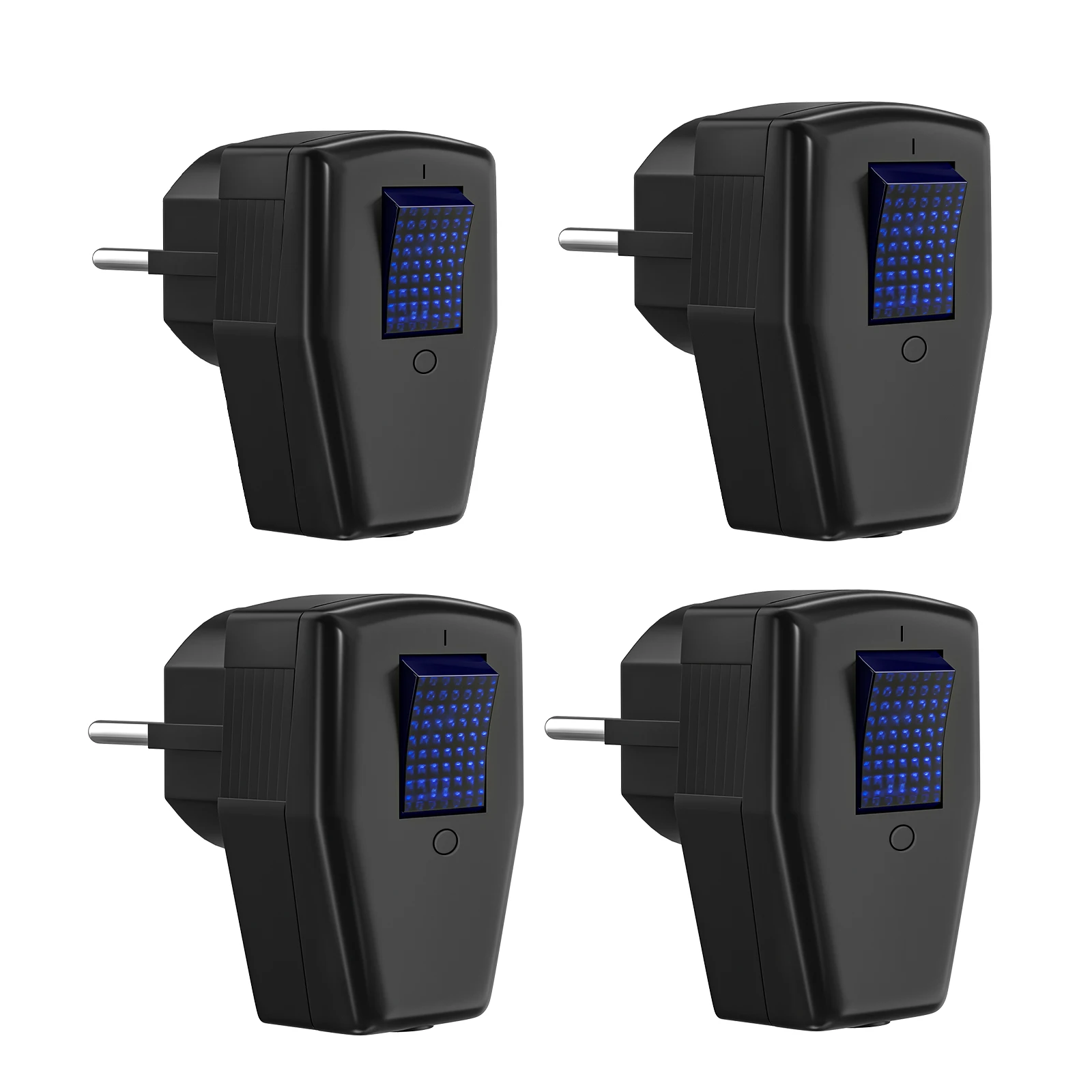 3er-Pack Deutschland-Stecker mit EIN/AUS-Schalter, wiederaufladbarer EU-Netzstecker-Adapter, Schuko-Drahtstecker-Konverter