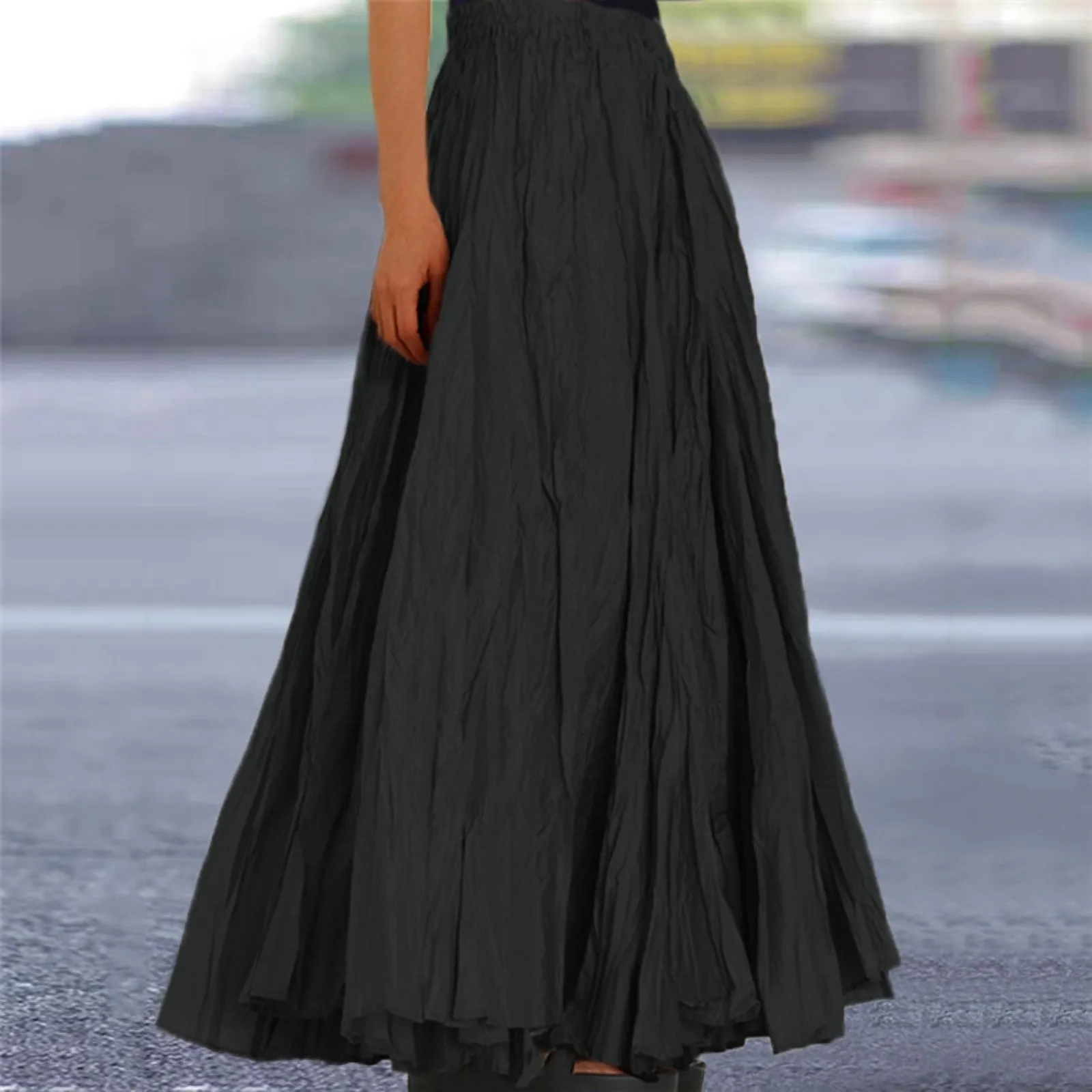 New Spring Summer Chiffon Skirts for Women Elegant Patchwork A-Line Long Skirt Woman Korean Chic High Waist Cake Midi Skirt