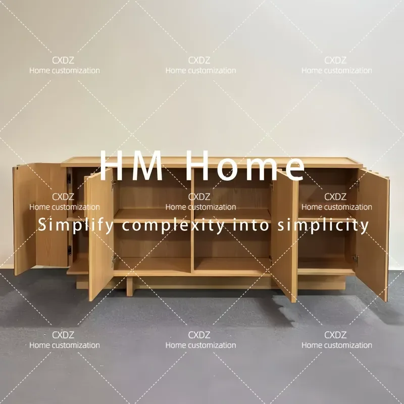 Medieval Style Solid Wood Dining Side Cabinet Wabi Sabi Light Luxury Storage Locker Color Matching Entrance Cabinet for Home