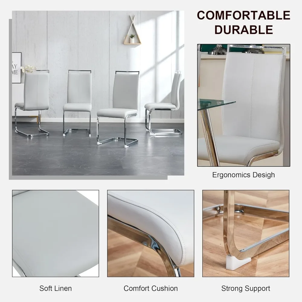 Conjunto de mesa de sala de jantar para 6,1 mesa e 6 cadeiras de jantar de couro PU