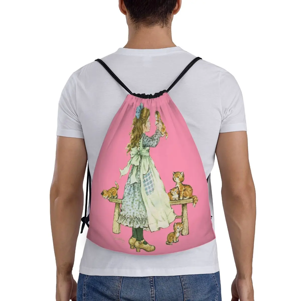 

Sarah Kay Girl Backpacks Fashion Portable Drawstring Bundle Pocket Storage Bag Book Bags For Travel School