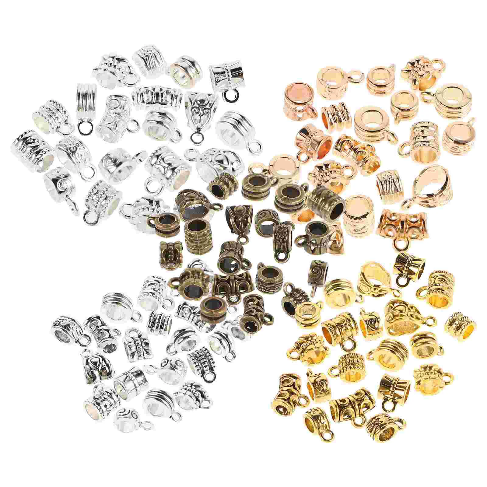 100 PCS Alloy Bracelet Accessories Beads and Charms Bail for Jewelry Making Holder DIY Tube Wristband