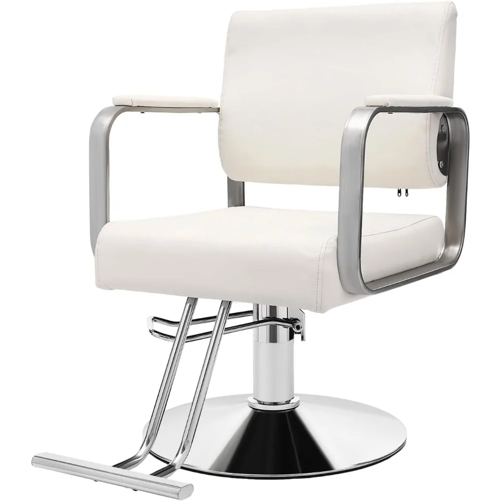 

360° Rotating Hydraulic Salon Chair - Adjustable Height Barber Chair 32-35.5in w/PU Cushion, 440LBS Capacity for Hair Salon/Spa