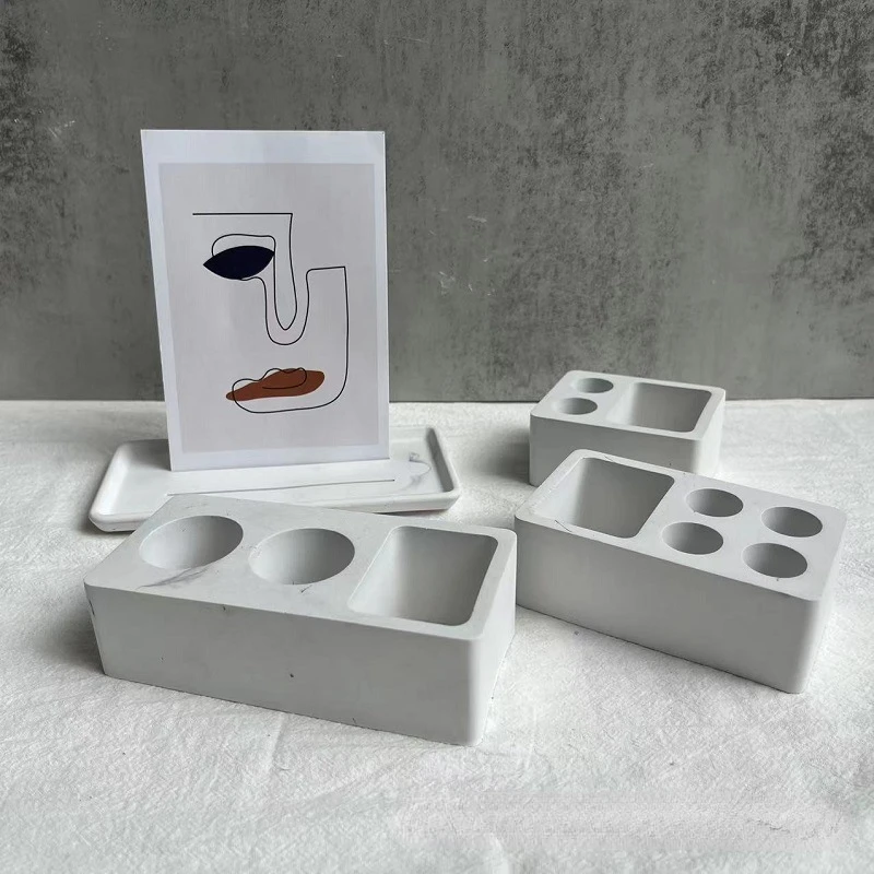 DIY Plaster Shelf Silicone Mold Toothbrush Toothpaste Holder Mirror Drop Glue Mould Soap Box Tray Pottery Decorative Resin Mould