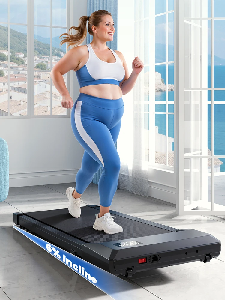 Faltbares Laufband mit 6% Steigung für unter den Schreibtisch, 2,5 PS, leises Gehpad, tragbar, Fernbedienung, LED-Display, 300 LBS Tragkraft, Trainings-Gehpad