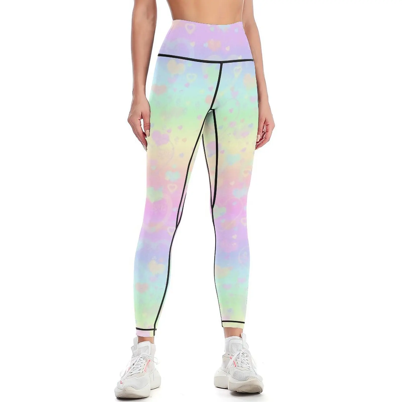 

Cosmic Coasts - Pastel Rainbow Love Leggings gym top sportswear gym sport legging Women sportwear Womens Leggings