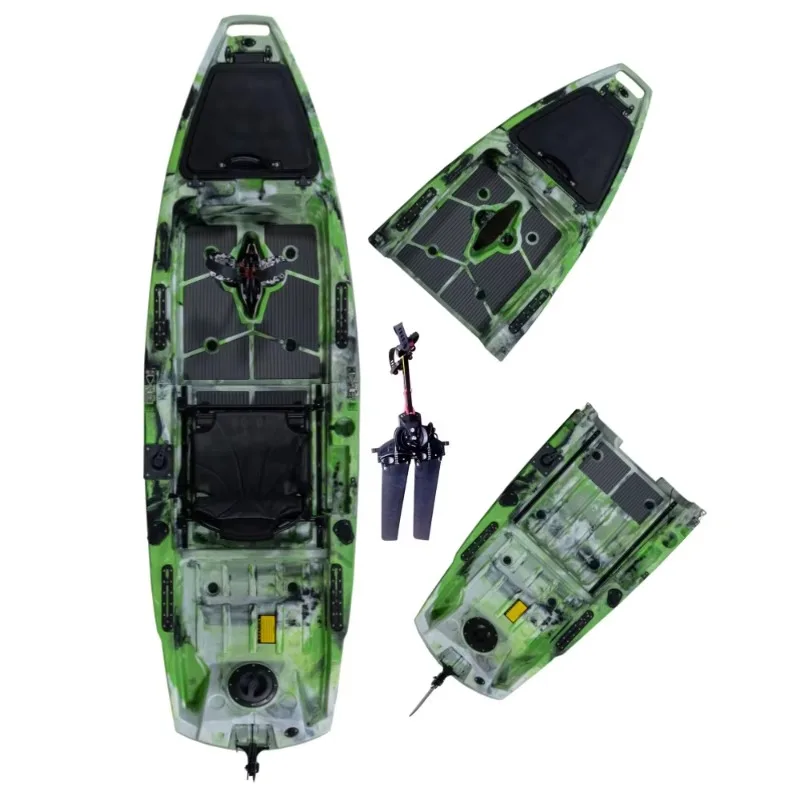 Modular Durable HDPE Plastic Fishing Kayak Two-Section 3m Pedal Drive Kayak For Water Sports