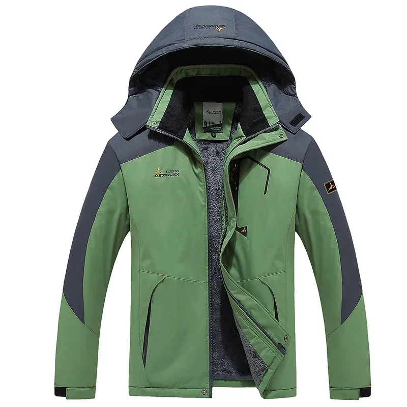 Autumn Winter Outdoor Sports Plus Plush Thick Stand Up Collar Jacket Fashionable Comfortable Windproof Waterproof Breathable Top