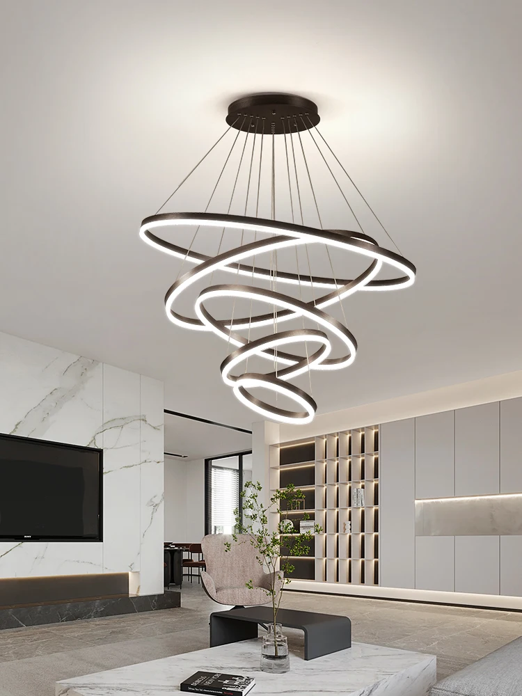 Chandelier, living room light, modern,creative and personalized Nordic restaurant circular rotating staircase lighting fixtures