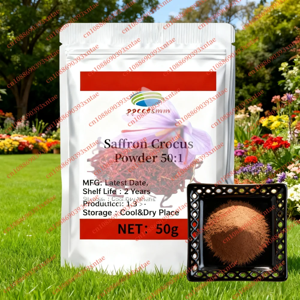 Extracto de azafrán Natural personalizado, polvo 50:1 con bolsa de papel de aluminio, embalaje de bolsa de plástico de doble cubierta para distribución Global