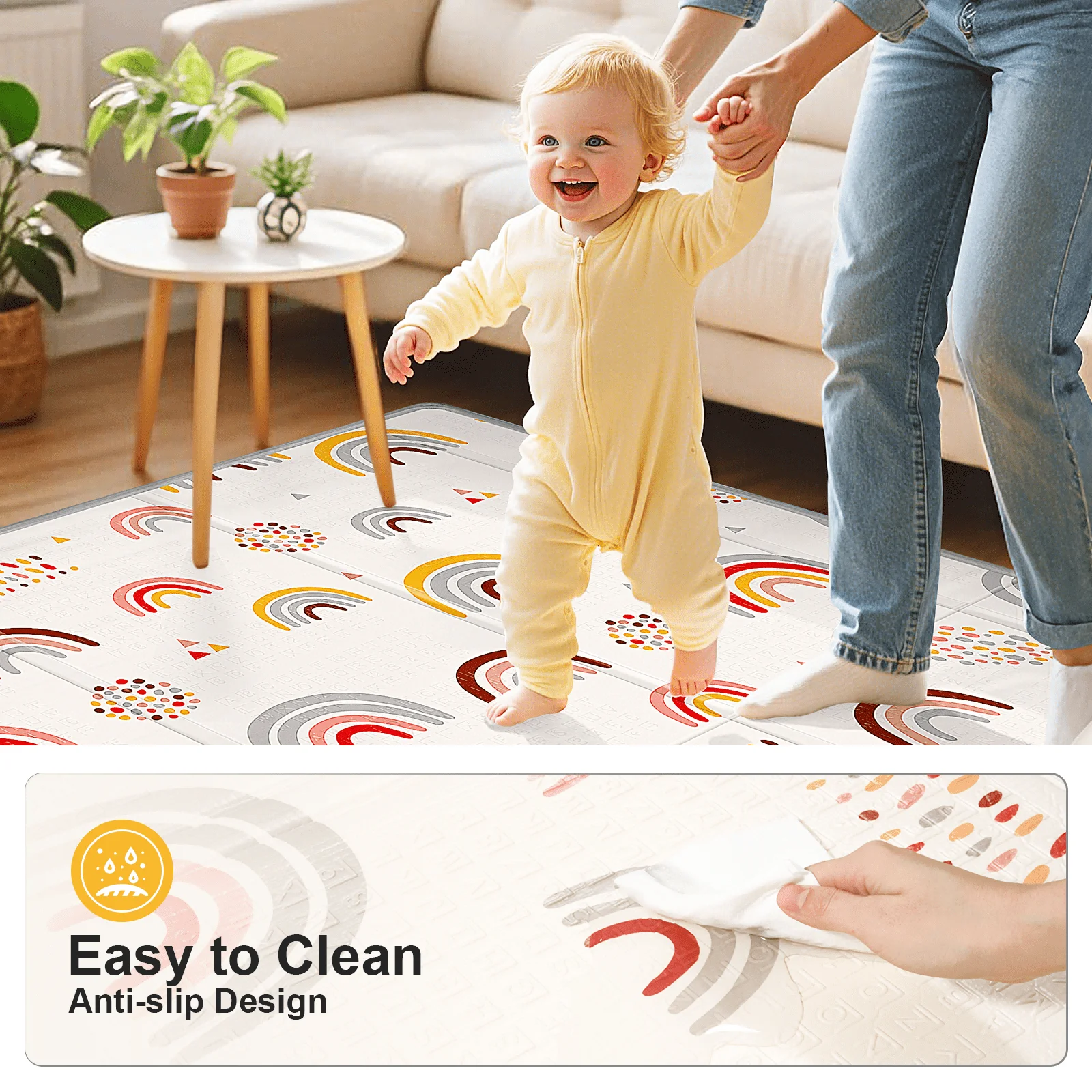 Tappetino da gioco pieghevole per bambini, tappetino da gioco in schiuma, tappetini impermeabili per bambini piccoli, tappetino portatile reversibile per neonati