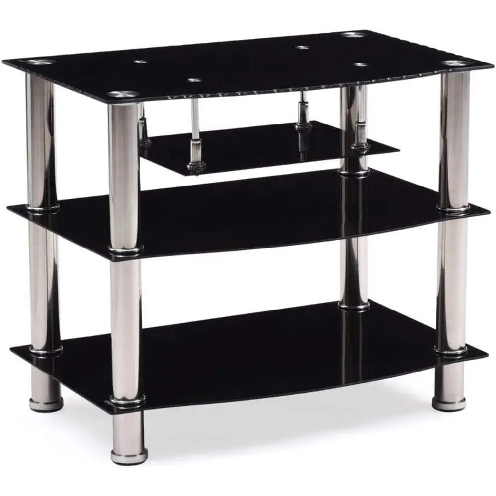 

our Shelve Tempered Glass TV Stand, Accomates TV's up to 32", Black