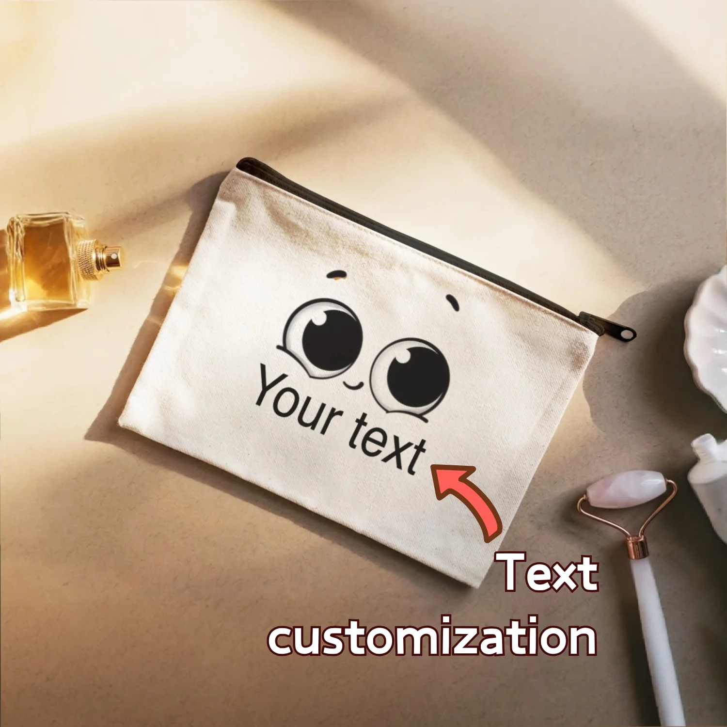 

Women Personalized Cosmetic Bag with Custom Name Text Zipper Closure Travel Toiletry Suitable for Gym Daily Use Gift for Friend