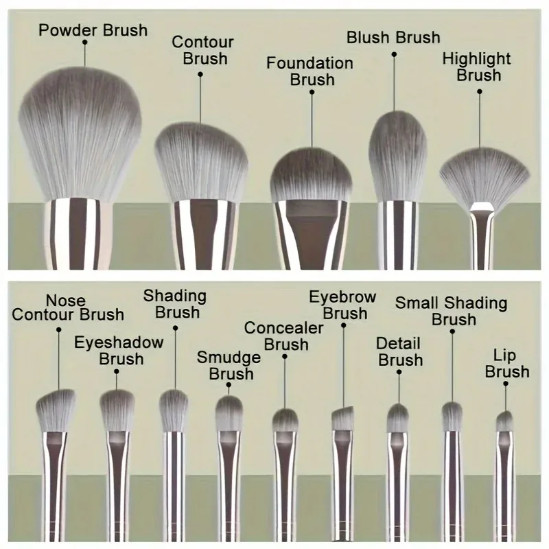 Ensemble de pinceaux de maquillage de luxe, 14 pièces, pinceaux professionnels pour tout le visage et les yeux, super doux pour fond de teint, blush, etc., 2026
