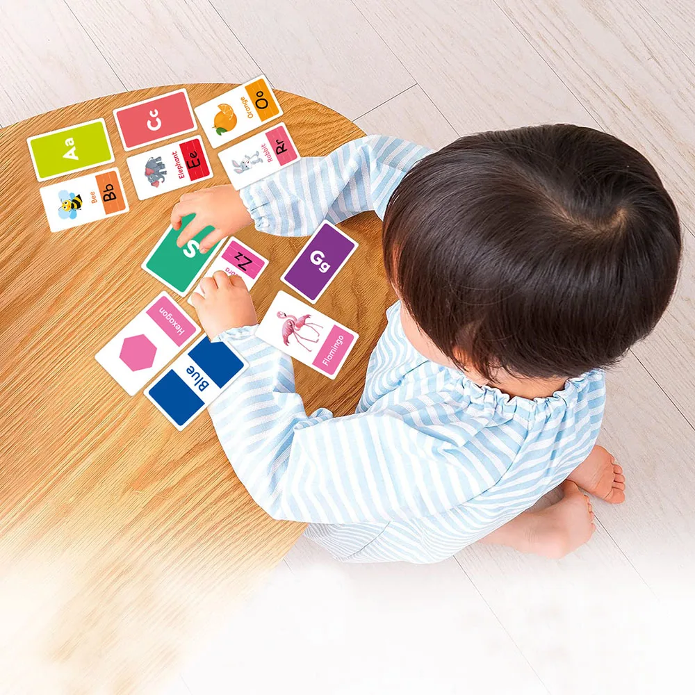 58pcs Preschool Flashcards Alfabeto Flash Cards para Crianças 2-4 Anos Aprendendo Cores Número Formas Animais Brinquedos Educativos