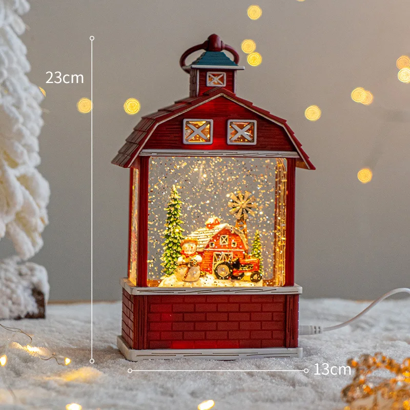 Lumières décoratives de Noël pour la décoration intérieure, lampes à neige lumineuses, ornements de bureau, boîtes à musique, scène de Noël