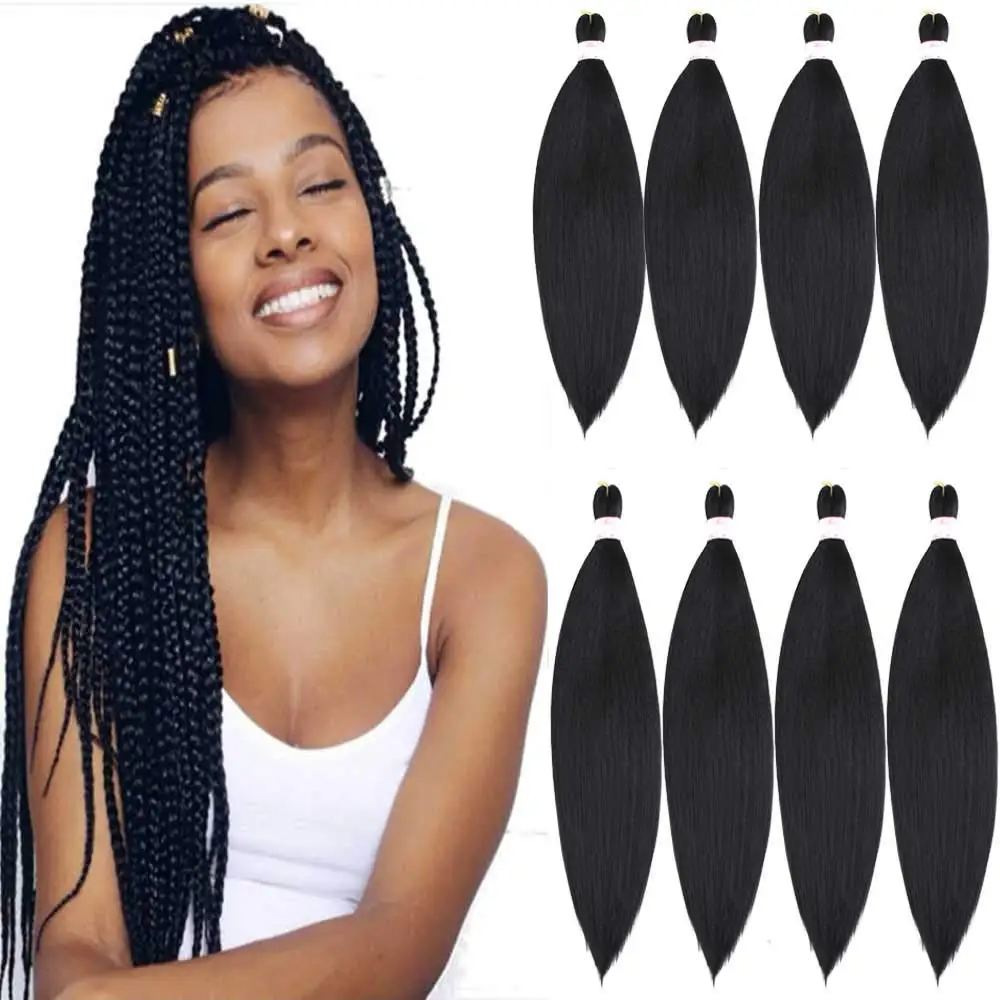 Capelli sintetici all\'uncinetto Pre allungati professionali per intrecciare o attorcigliare i capelli sintetici lisci Yaki Perm neri