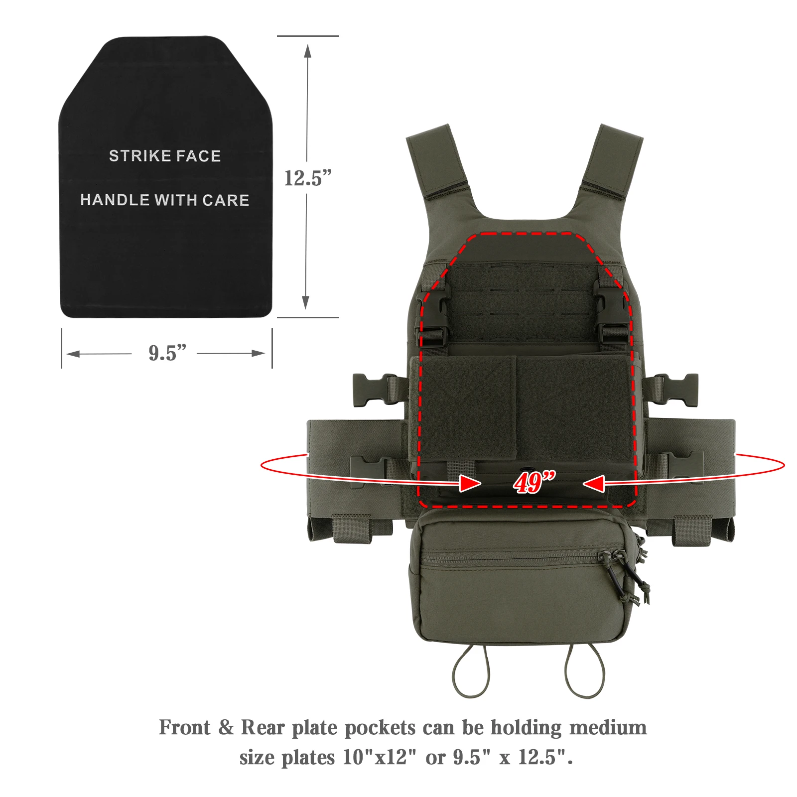 Imagem -05 - Krydex-low Vis Slick Colete Tático Transportador de Placa com Elastic Cummerbund Mk3 Painel Chassis Drop Sack Pouch Camo Vest Micro Luta