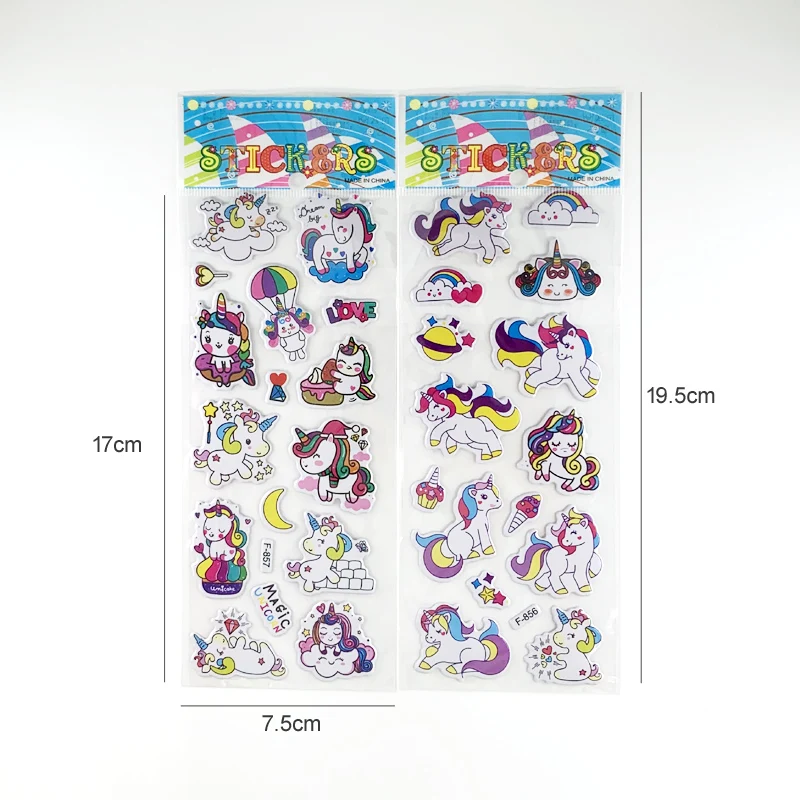 Cartoon Animal Stickers Unicorn Pattern Bubble Sticker for Kids Decor on Notebook 3D Sticker Doodle Toy Stickers