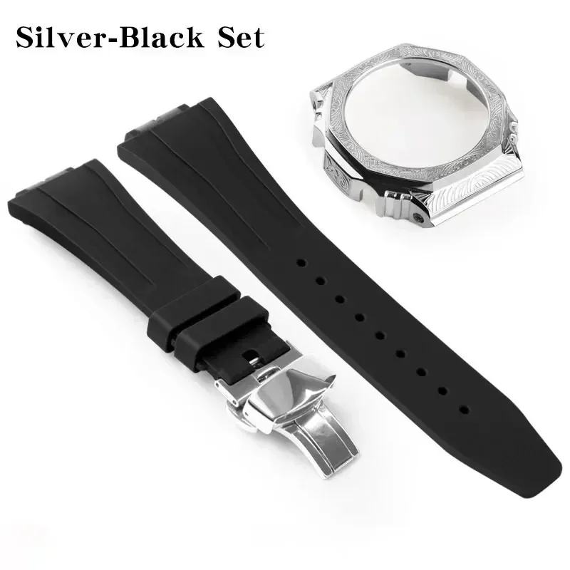 Retro Lanser Graveren Bezel voor casio Oak Ga b2100 Refit Stalen Metalen Kast Rubberen Band Ga2100 Mod Kit Schroef Horloge Accessoires