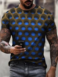 Summer Men T Shirts Optical Illusion 3D Print Graphic Round Neck Tee Shirt Casual Short Sleeve Tops Streetwear Fashion Clothing