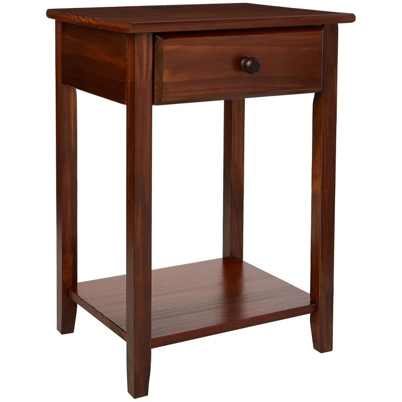 

Warm brown owl bedroom bedside table with a drawer and open storage space for families