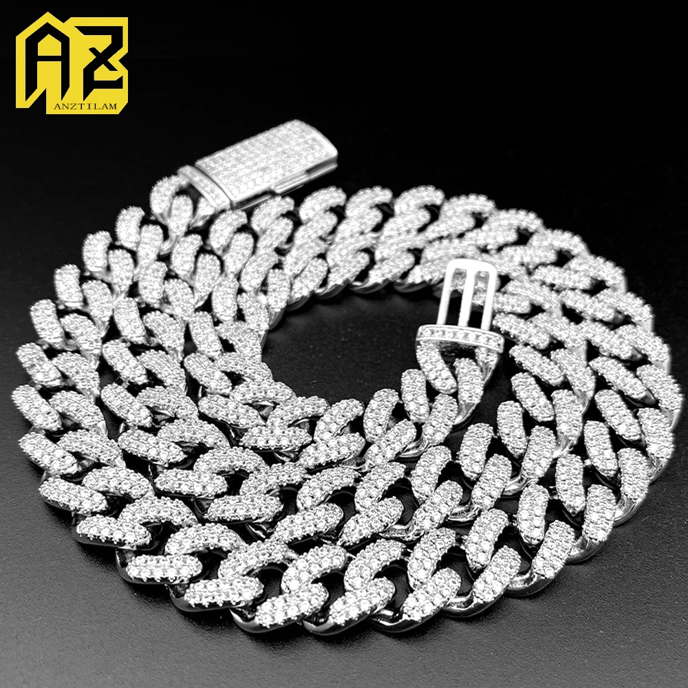 Anztilam 10mm Iced Out Necklaces Cuban Link Chain for Men Women Bling Zircon Goth Choker Hip Hop Jewelry Free Shipping
