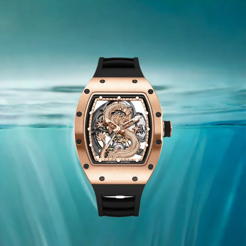 Carbon Fiber Luminous Dragon Dial Gorman Watch Business Casual Wristwatch Luxury Design Automatic Mechanical Watch Waterproof