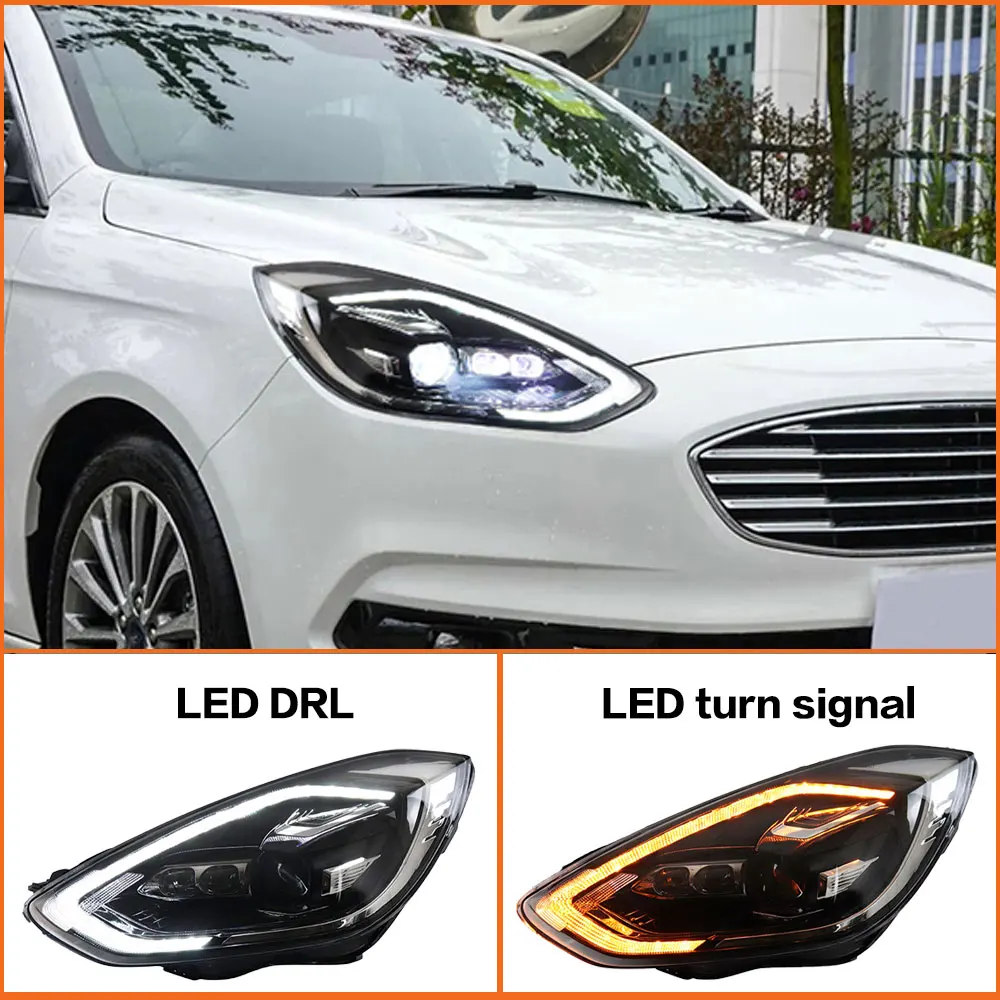 Headlights for Ford Escort 2015-2018 LED DRL Head Lamp Running Turn Signal Led Projector Lens Accessories Led Work Light