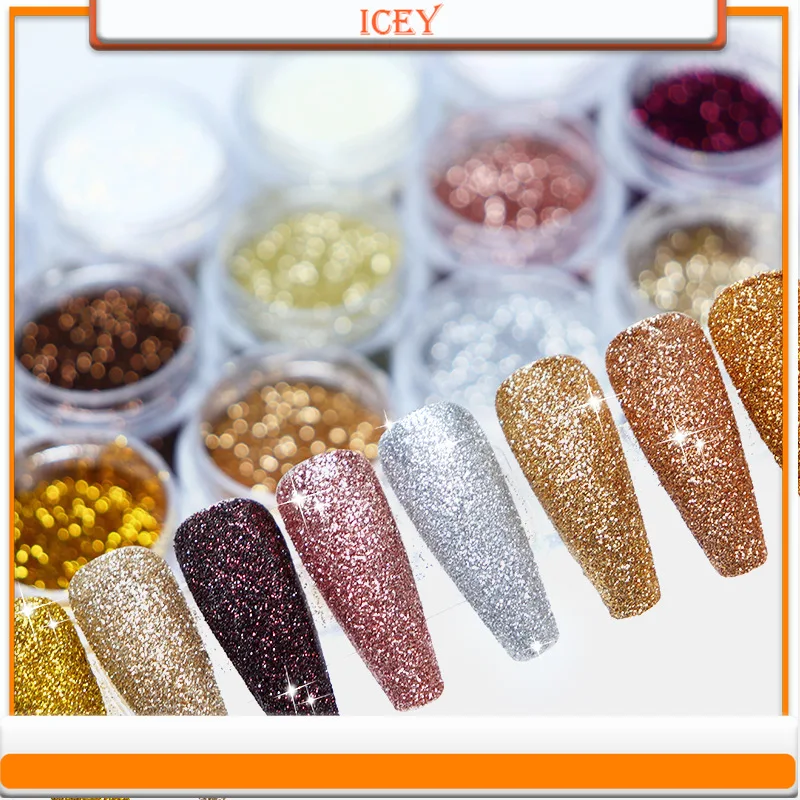 Icey Beauty 10ml Champagne Gold Nail Shining Powder Gold Scallion Powder Flowing Hemp Drip Glue Filling DIY Nail Decoration