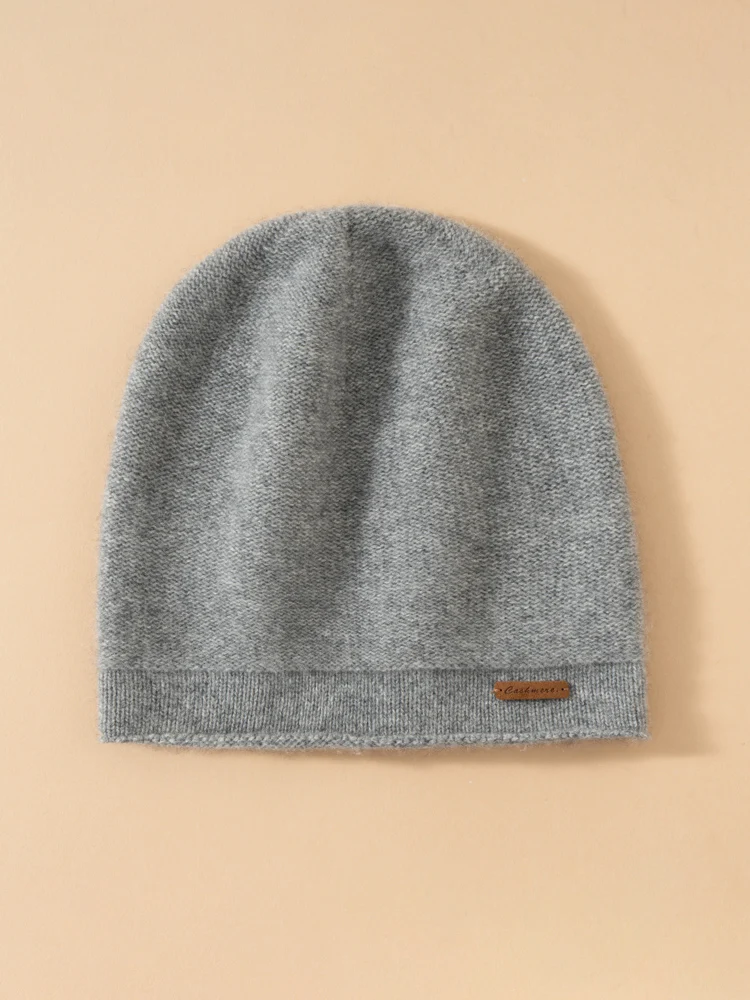Simple 100% Cashmere Women Lightweight Winter Knit Skull Cap Beanies Autumn Winter Hat Soft Hat Warm Hair Bonnet Warm Everyday