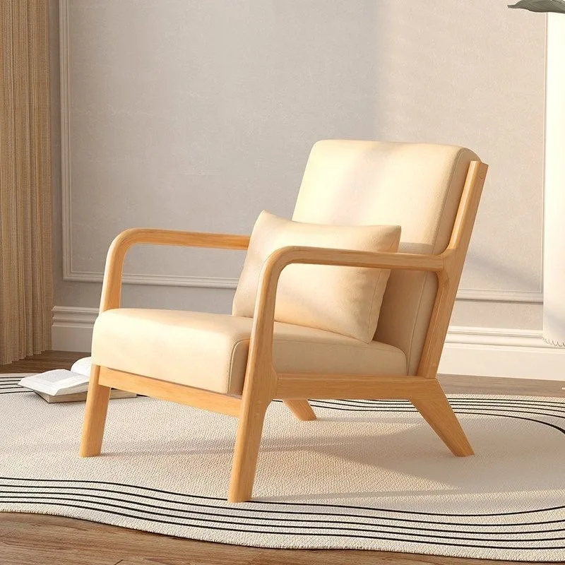 Nordic style solid wood single sofa chair cafe milk tea shop table and chair combination hotel guest