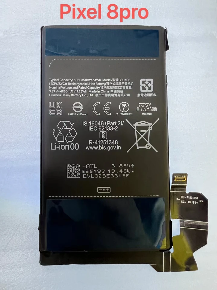Google Pixel 8 Proのオリジナル交換用バッテリー、4950mah、電話