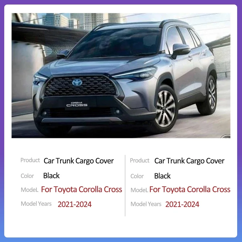 For Toyota Corolla Cross XG10 10 2021 2022 2023 2024 Rear Trunk Cargo Cover Retractable Luggage Curtain Accessorie Shield Shade