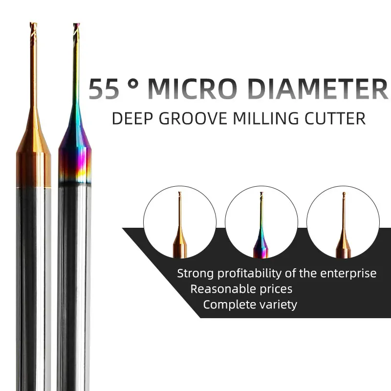 

HRC55 Solid Carbide Long Neck Milling Cutter Micro Diameter Deep Groove Endmill D0.3-0.9mm