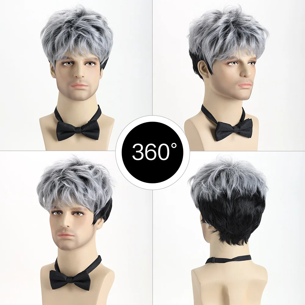 Synthetic Short Curly Men’s Wig Cap, Small Curls Male Hairpiece, Fashion Male Synthetic Hair Cosplay Party, Breathable Hair Net,