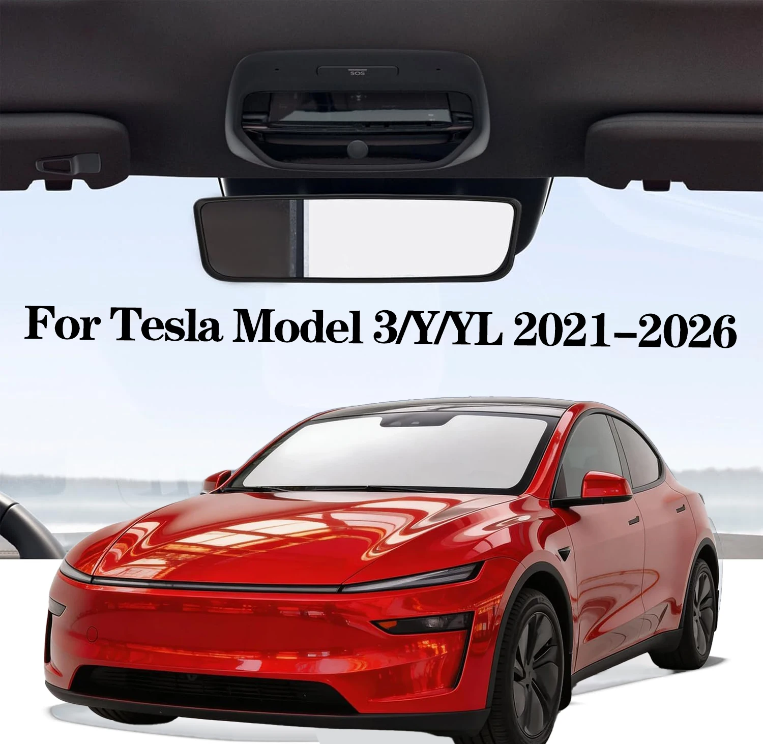 

For Tesla Model 3 Y YL 2021-2026 Highland Juniper Soft Silicone Rearview Mirror Protector Frame Protective Cover Accessories