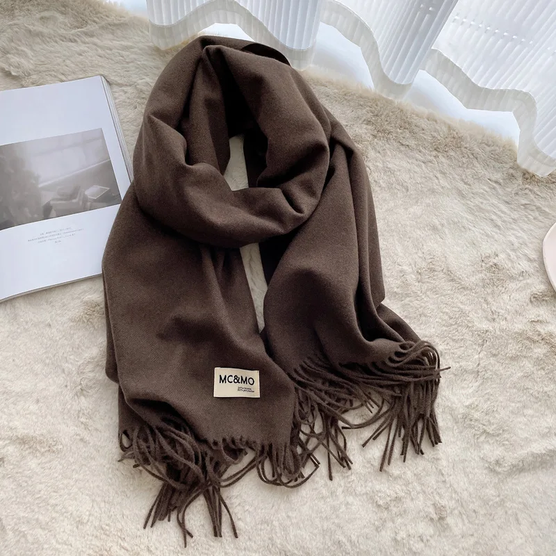 2022 Winter Women Scarf Female Luxury Brand Scarves Lady Tassel Bandana Women Solid Shawl Wraps Foulard Tippet Pashmina