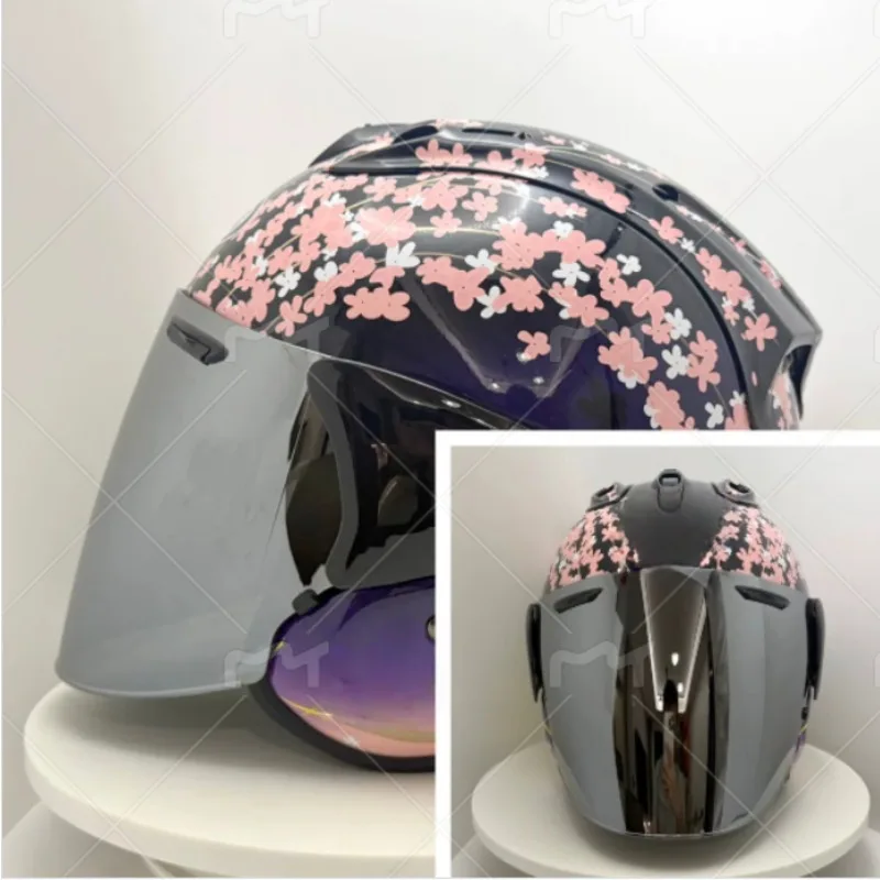 Casco Moto 3/4 VZ-RAM Rosa Fiori di Ciliegio per Ciclismo, Dirt Racing, Moto, Kart - Casco Protettivo