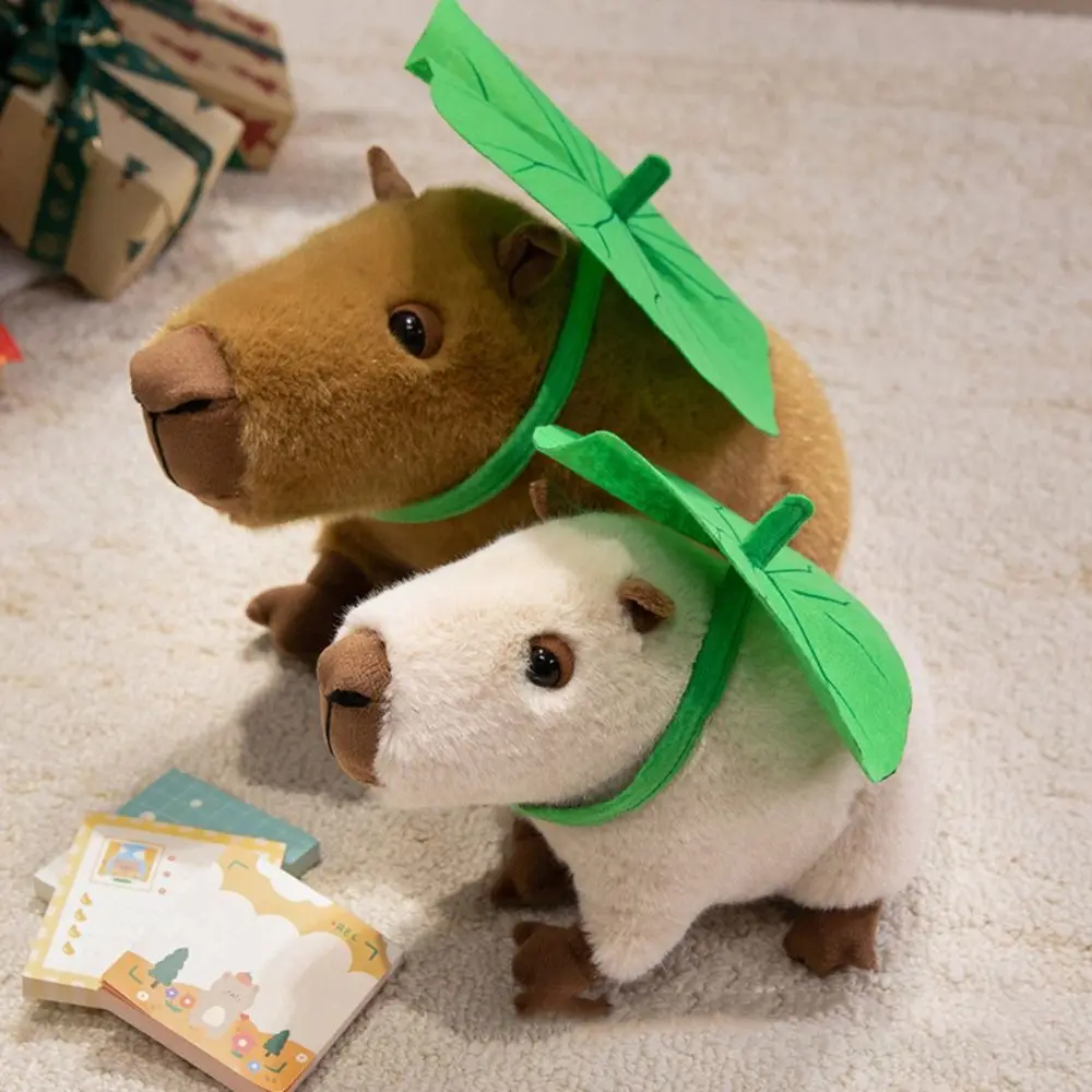 

26cm/36cm Capybara Plush Doll Lotus Leaf Design Soft Material Capybara Stuffed Toy Cute Expression Green Leaves